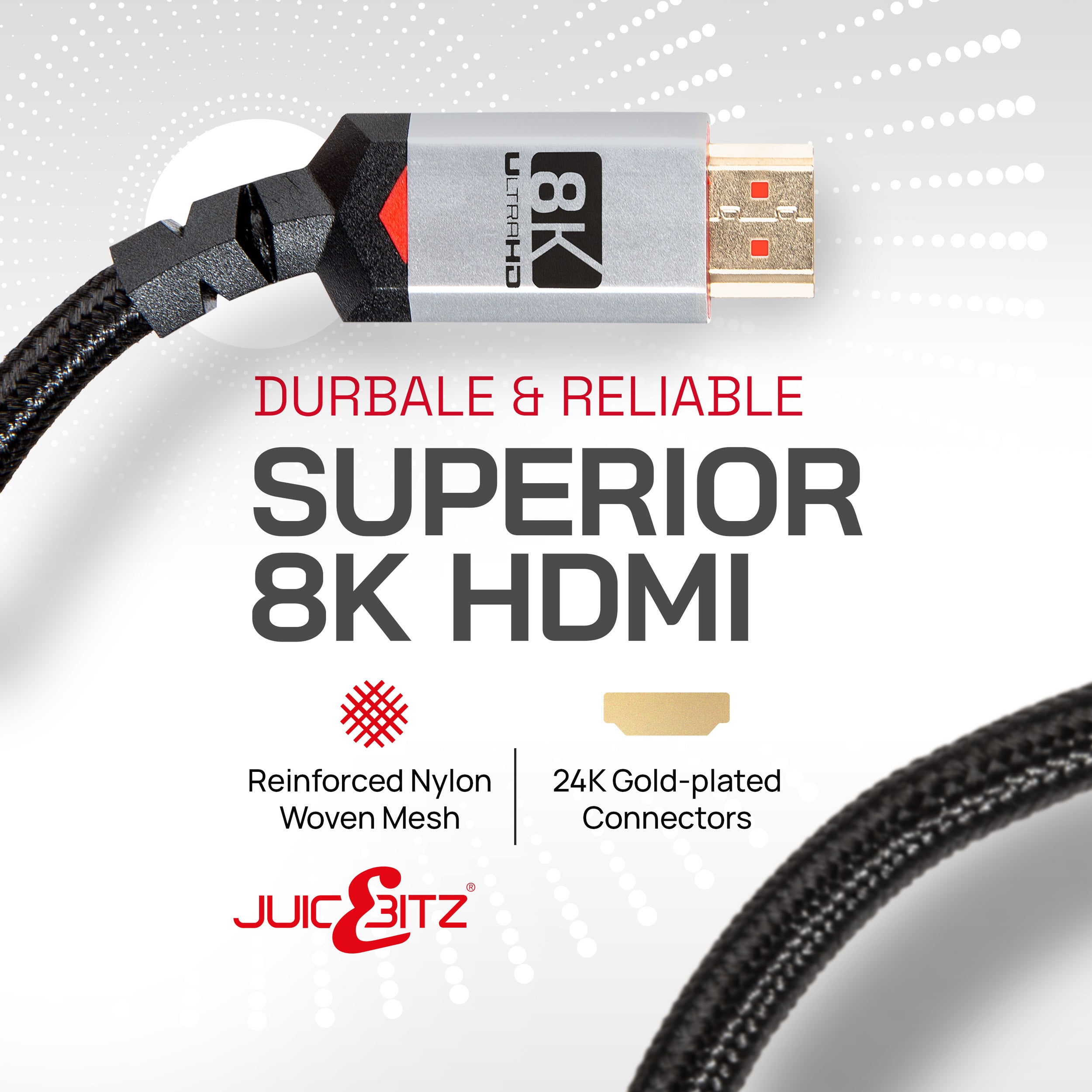 JuicEBitz Pro Series 8K 48Gbps HDMI 2.1 Cables for UHD TV QLED PS5 Gaming PC Monitor 120hz 60hz