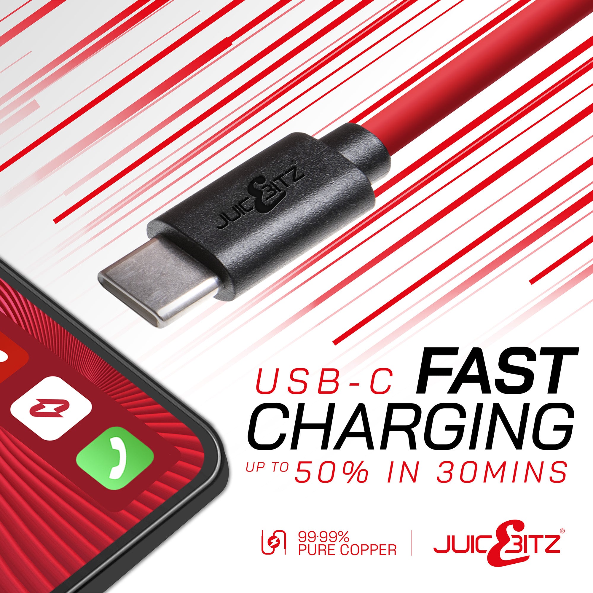 USB-C to USB-C 3A Charger Cable USB 2.0 Data Transfer Lead - Red