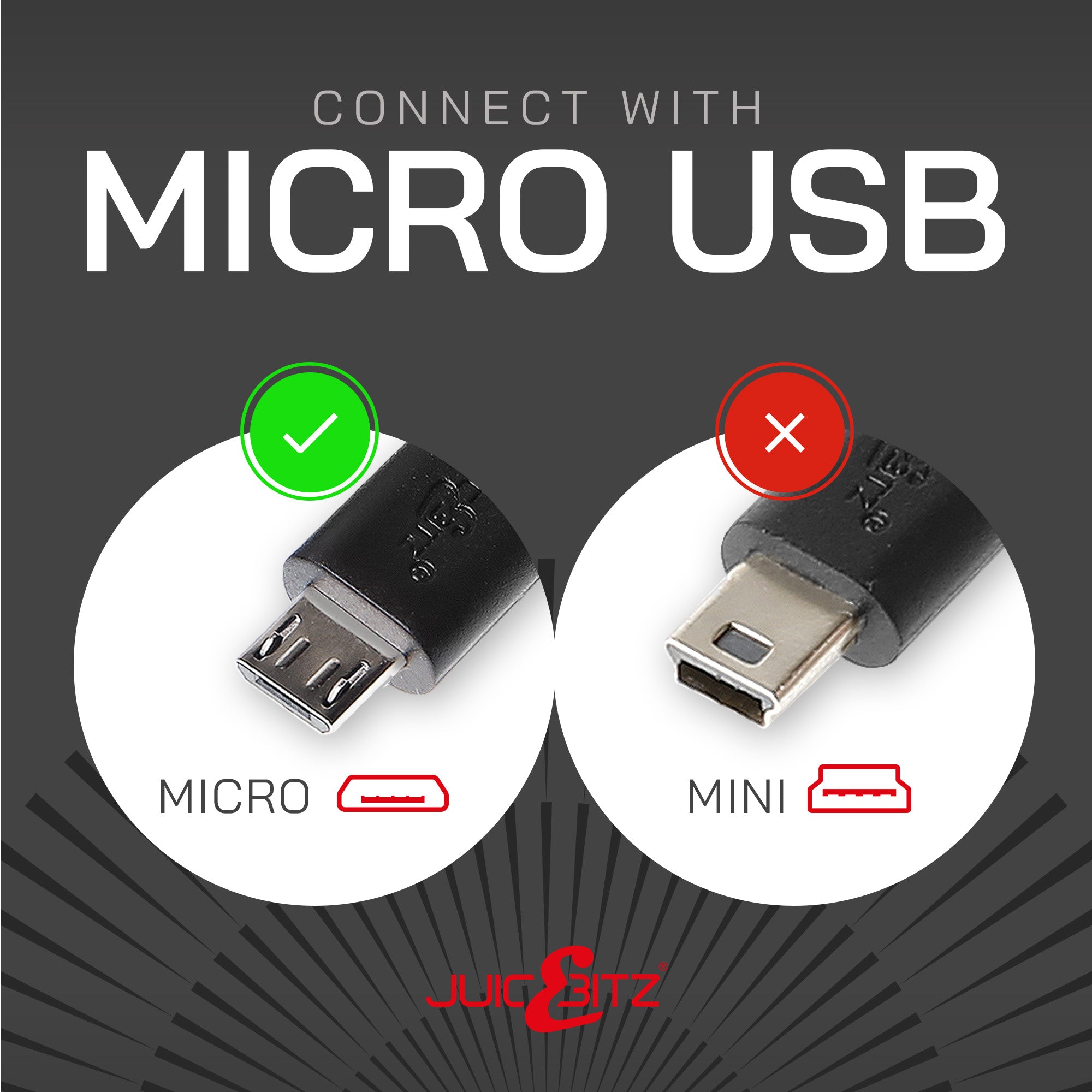 USB-C to Micro-USB 2.0 Fast Charger Data Cable - Black