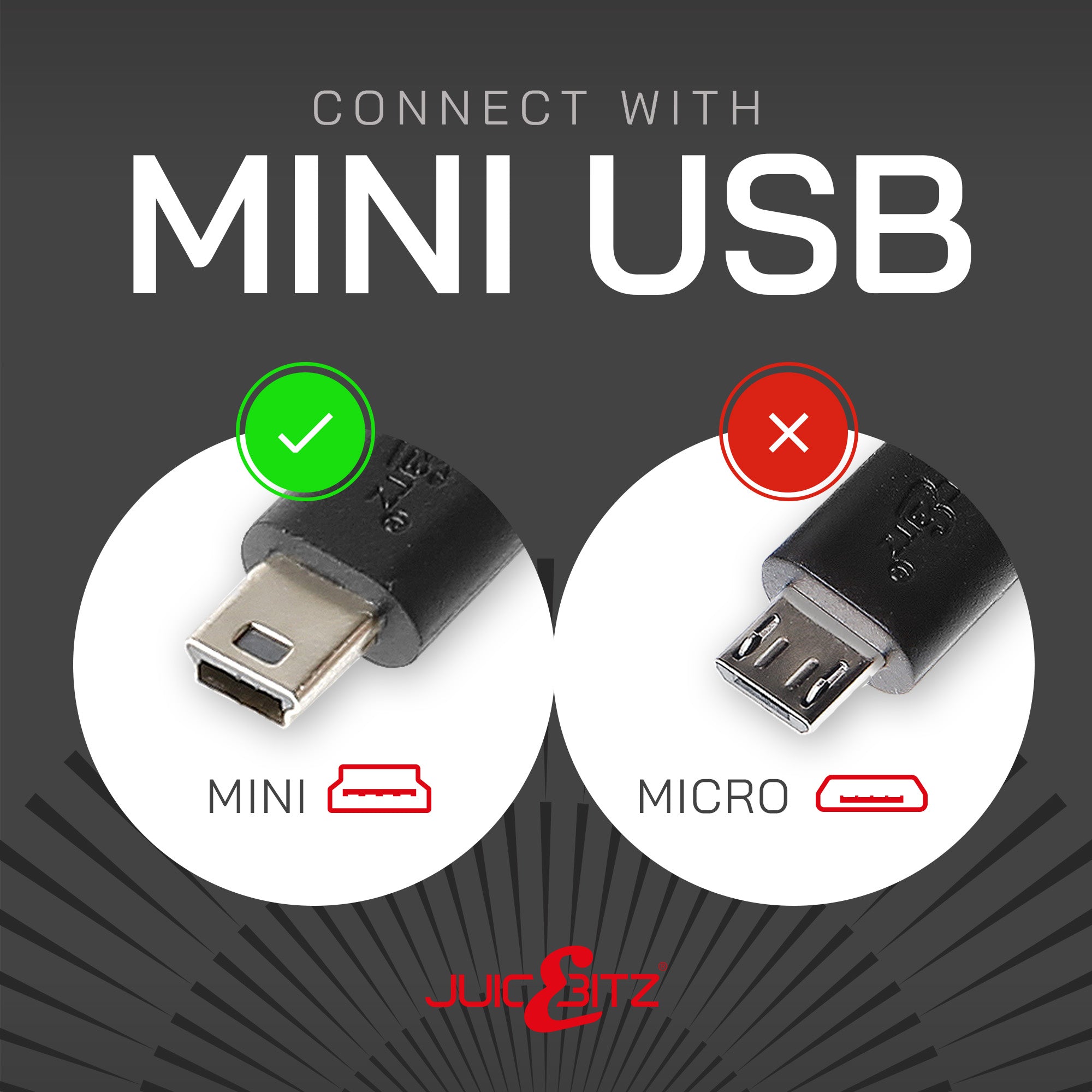 USB-C to Mini-USB 2.0 Charger Data Sync Cable - Black