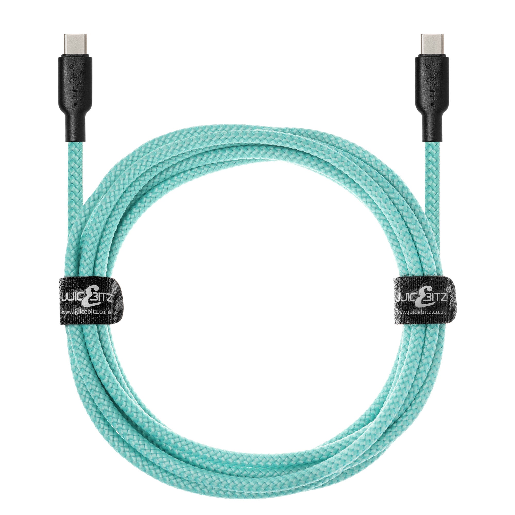 Braided USB-C to USB-C (USB2.0) 100W PD Fast Charger Data Cable - Turquoise