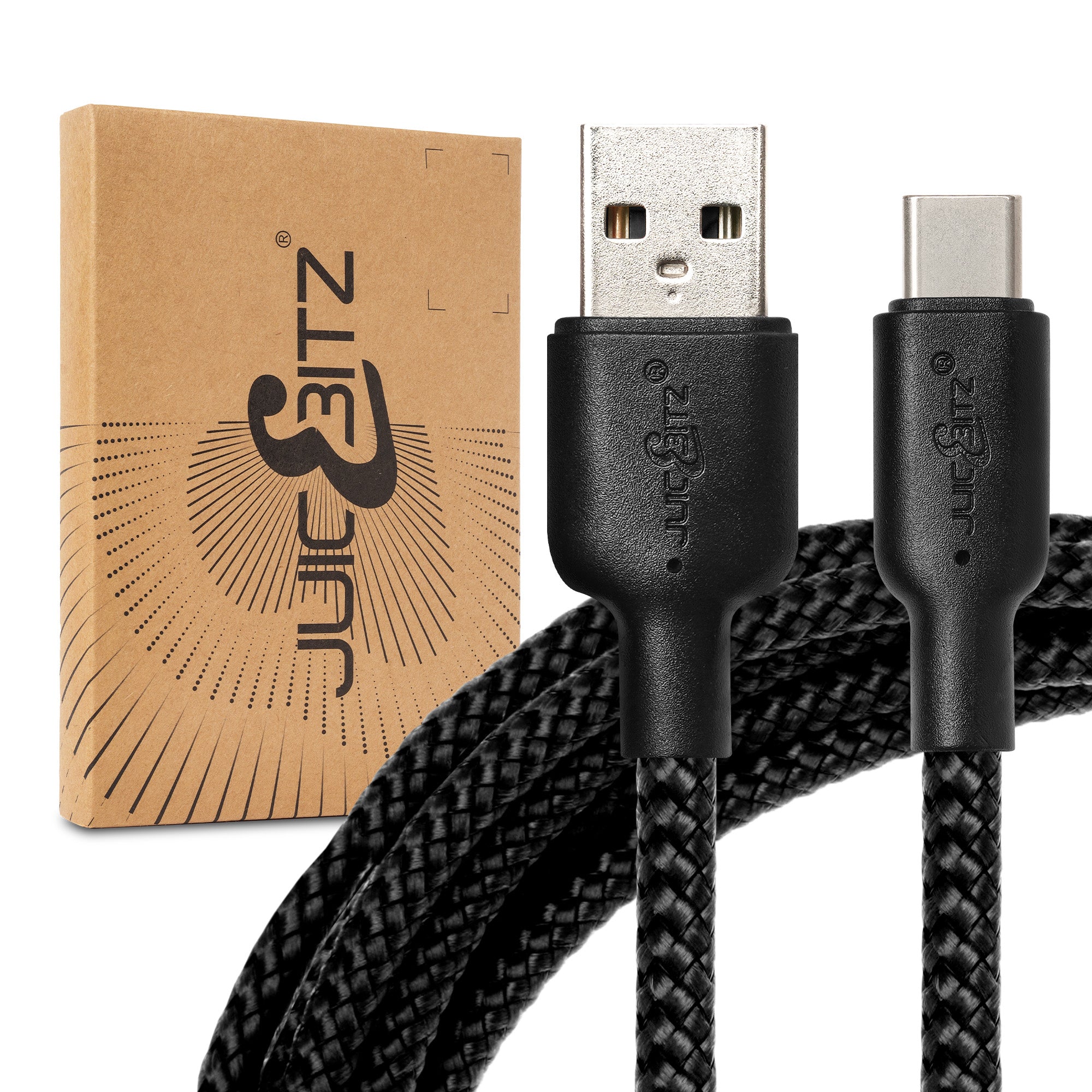 Braided USB-A to USB-C (USB2.0) 60W Fast Charger Data Cable - Black