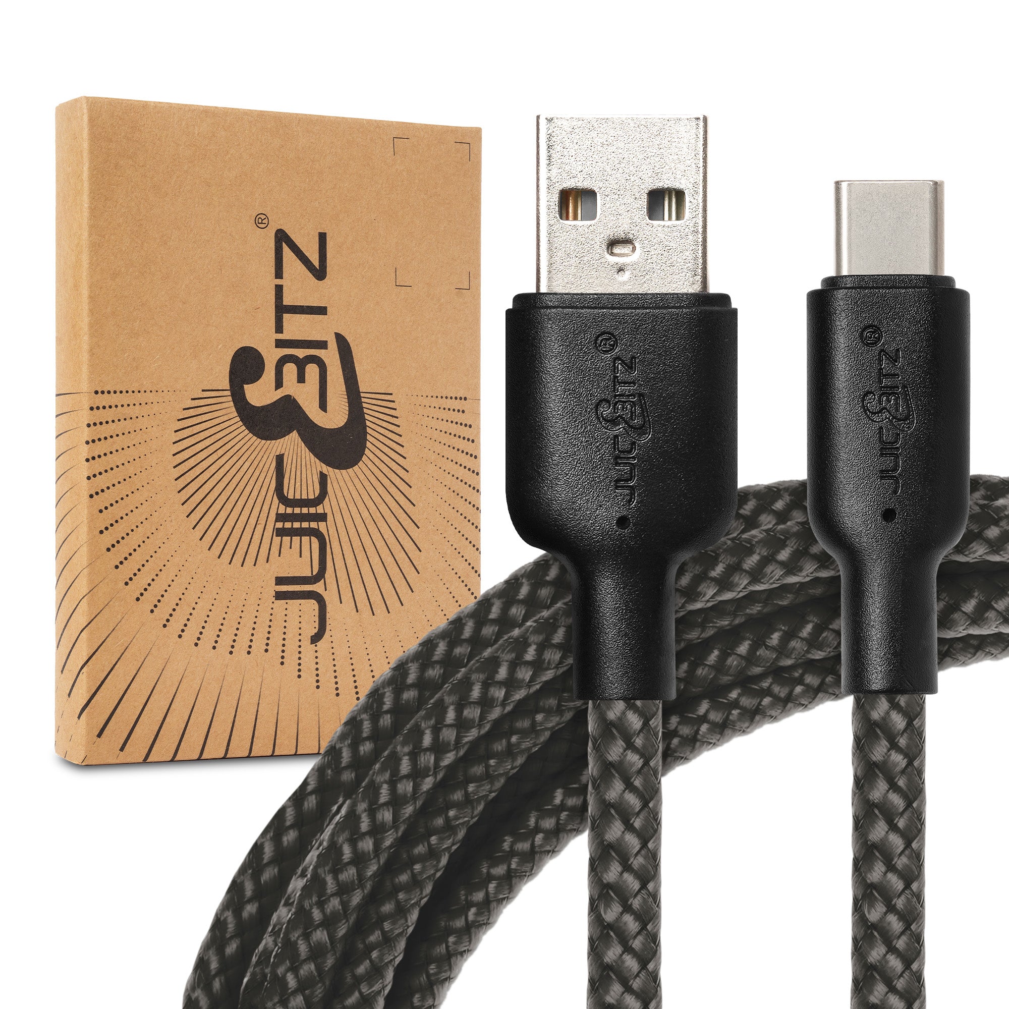 Braided USB-A to USB-C (USB2.0) 60W Fast Charger Data Cable - Grey