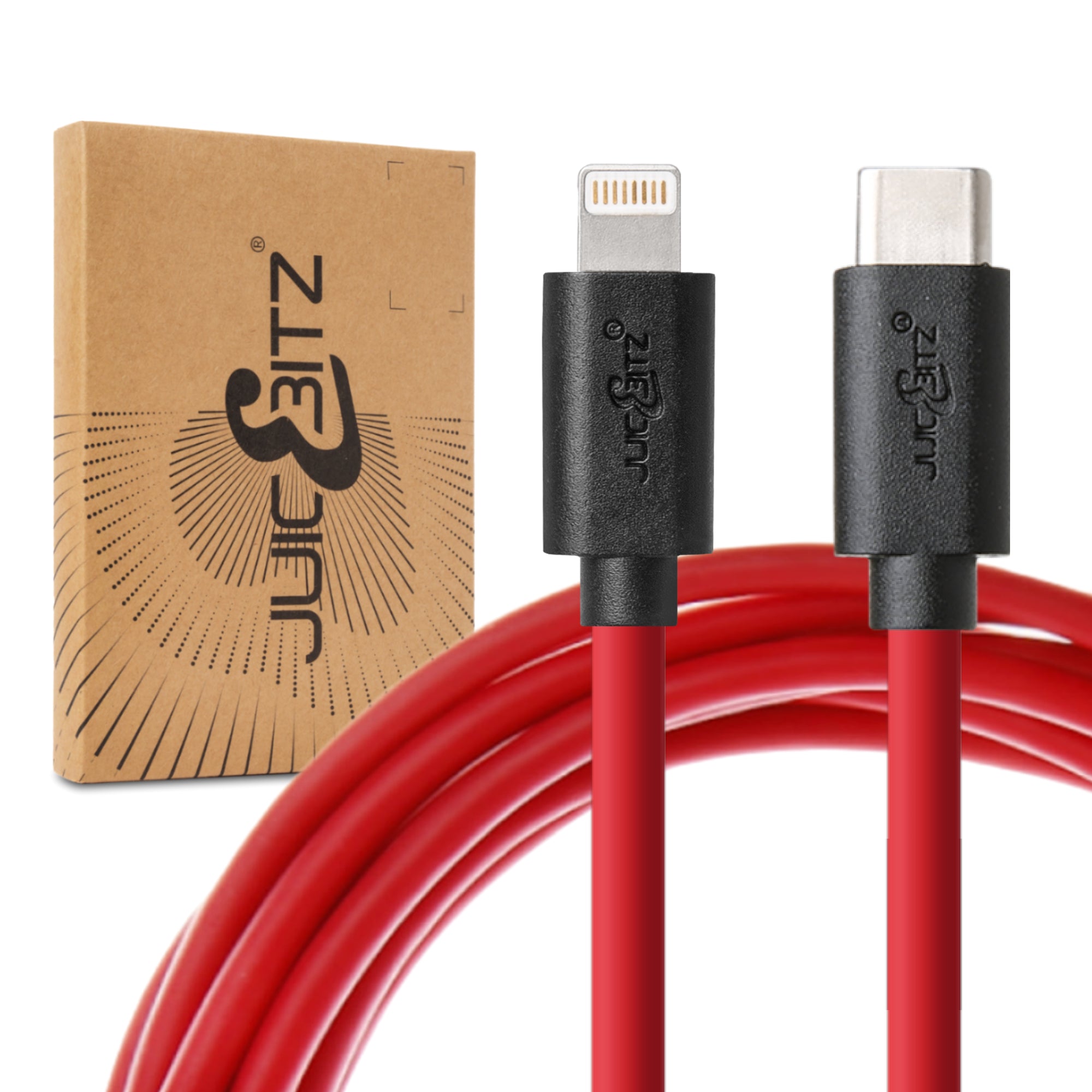 USB-C 3A Fast Charger Cable for iPhone 14 13 12 11 XR XS SE X 8 - Red