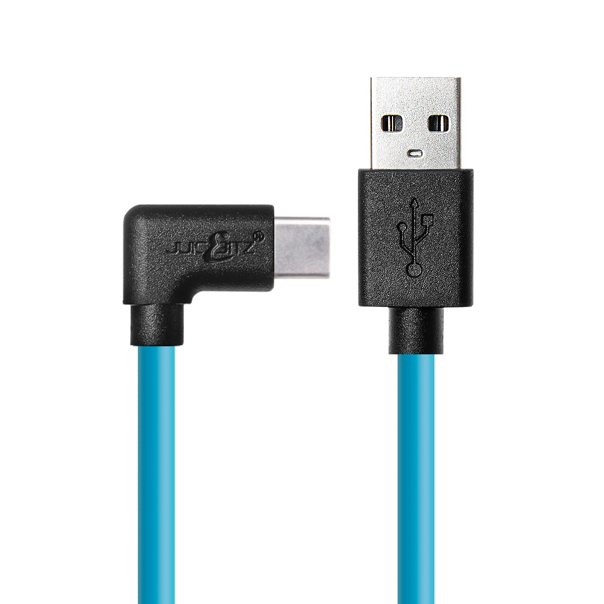 USB 2.0 Male to Angled USB-C 3A Fast Charger Data Cable - Blue