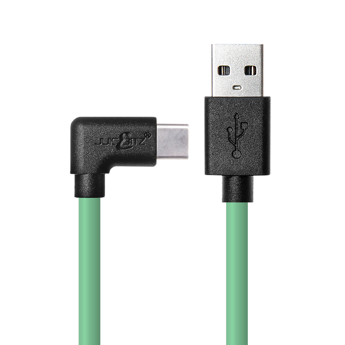 USB 2.0 Male to Angled USB-C 3A Fast Charger Data Cable - Green