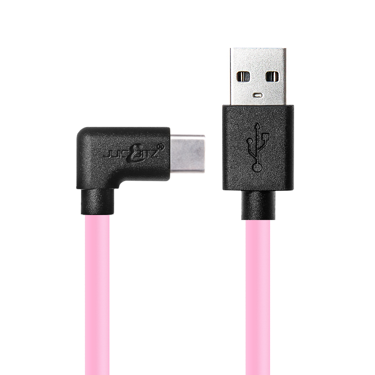 USB 2.0 Male to Angled USB-C 3A Fast Charger Data Cable - Pink