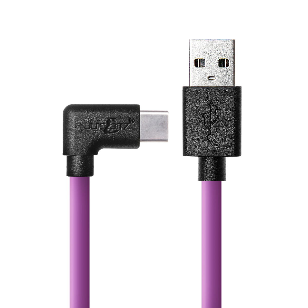 USB 2.0 Male to Angled USB-C 3A Fast Charger Data Cable - Purple