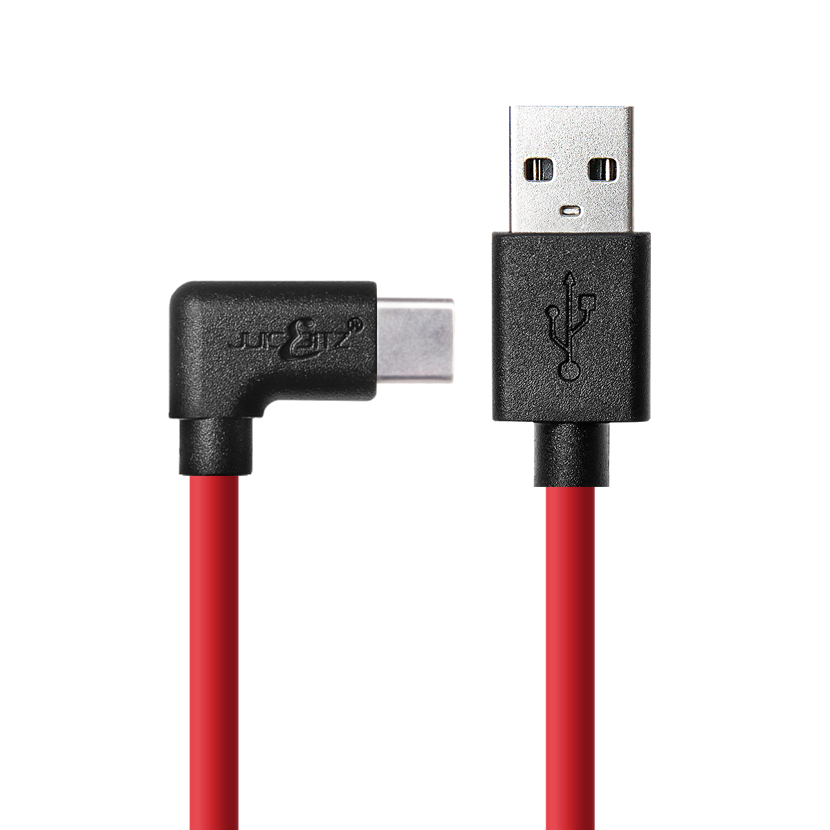 USB 2.0 Male to Angled USB-C 3A Fast Charger Data Cable - Red