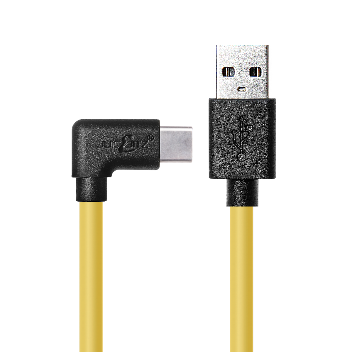 USB 2.0 Male to Angled USB-C 3A Fast Charger Data Cable - Yellow