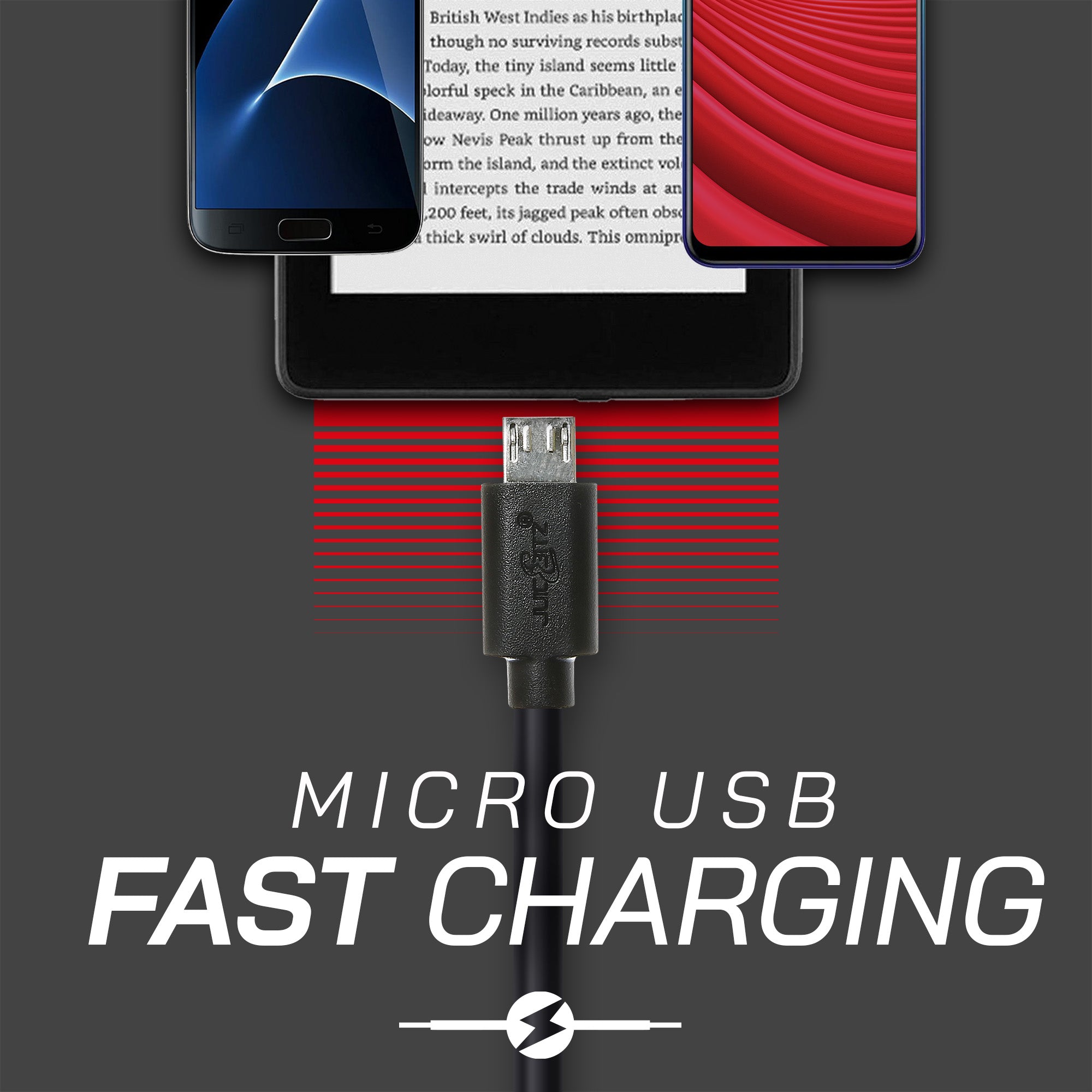 USB 2.0 to Micro-USB Fast Charger Cable High Speed Data Transfer Lead - Black