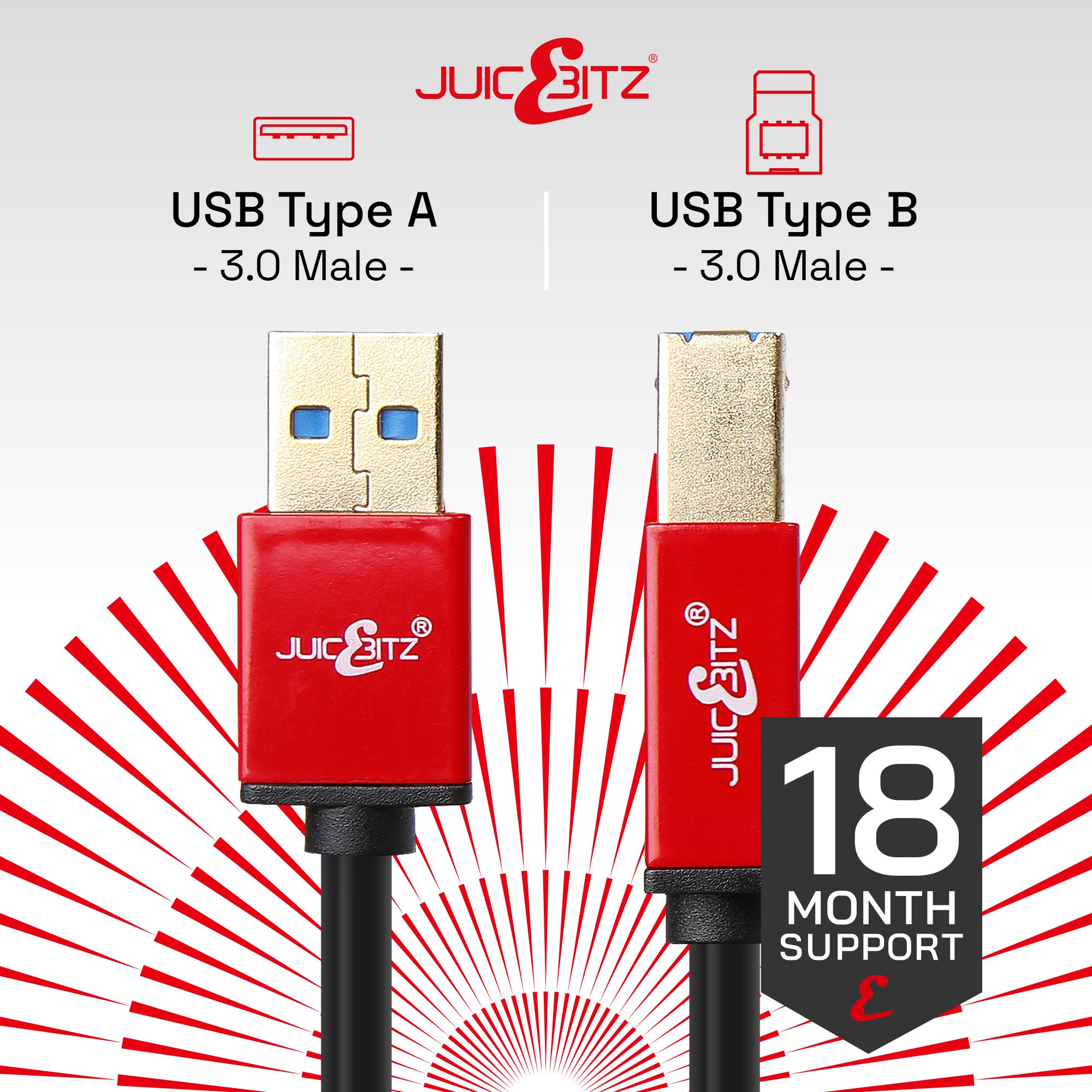 Premium USB 3.0 Male to Type-B Shielded (Printer Scanner) Cable