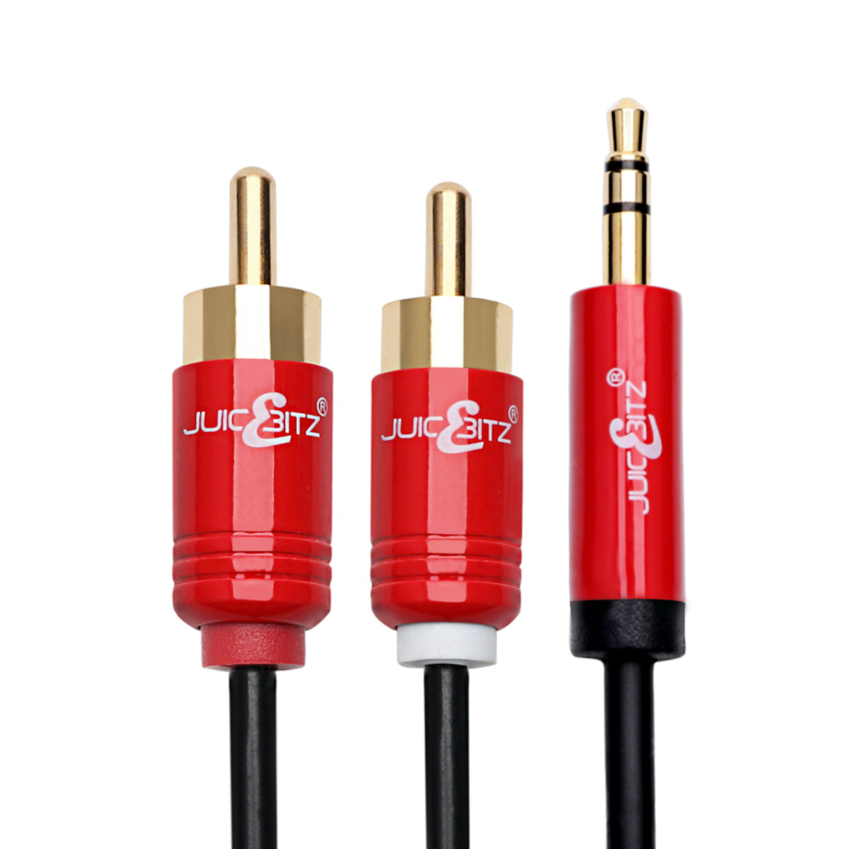 JuicEBitz - 3.5mm Stereo Jack Plug to Twin RCA Male Shielded Phono